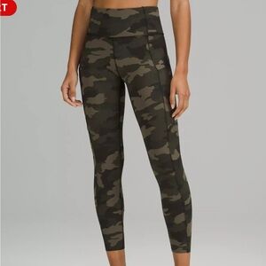 Lululemon Fast And Free Tight 25” Reflective Nulux Leggings Pockets Camo